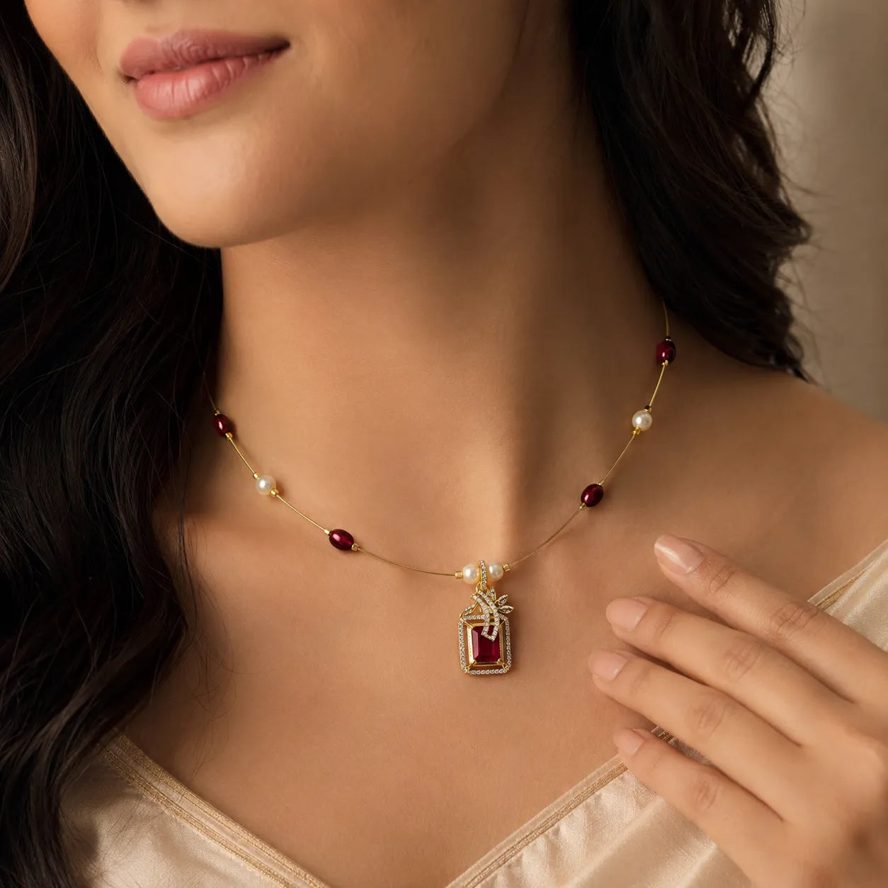 Royal Pearl Drop Pendant Necklace