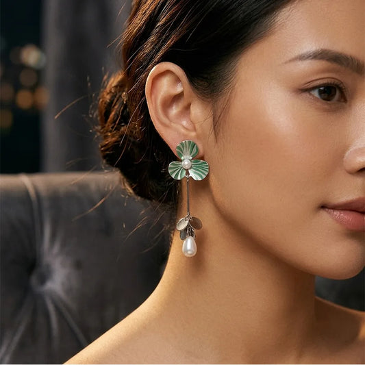 Floral Pearl Drop Earring