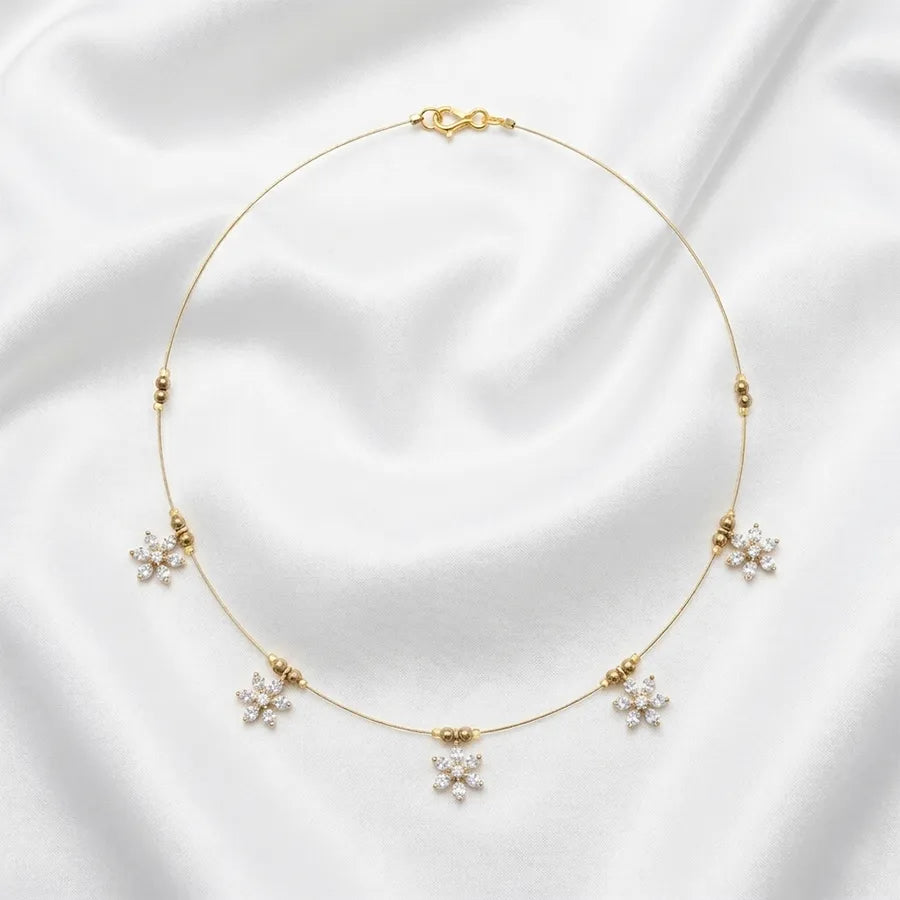 Diamond Floral Charm Invisible Chain