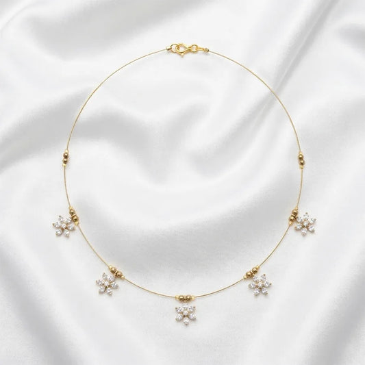 Diamond Floral Charm Invisible Chain