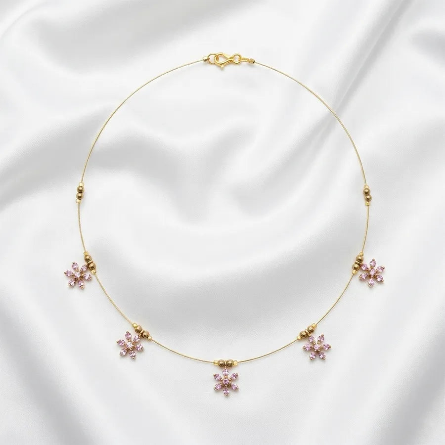 Diamond Floral Charm Invisible Chain