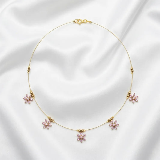 Diamond Floral Charm Invisible Chain
