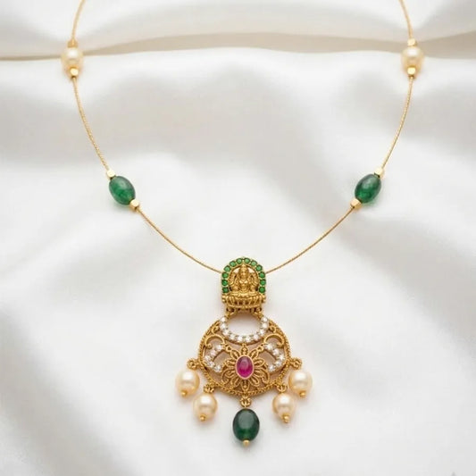 Elegant Gold-Plated Lakshmi Pendant Invisible Chain