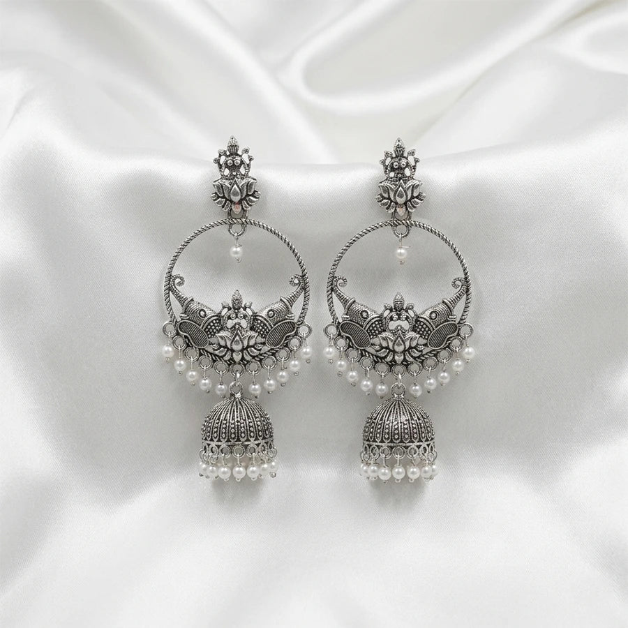 Vrinda Antique Oxidized Jhumka Hoop