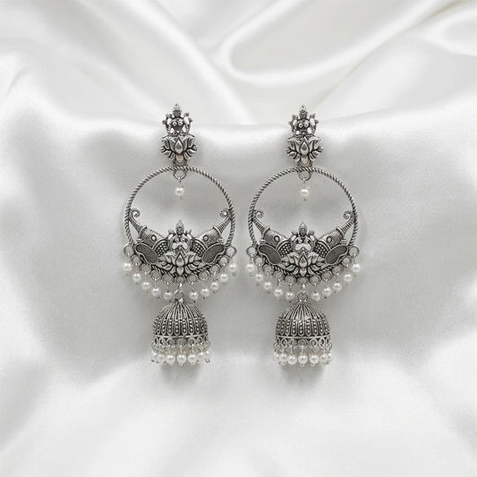 Vrinda Antique Oxidized Jhumka Hoop
