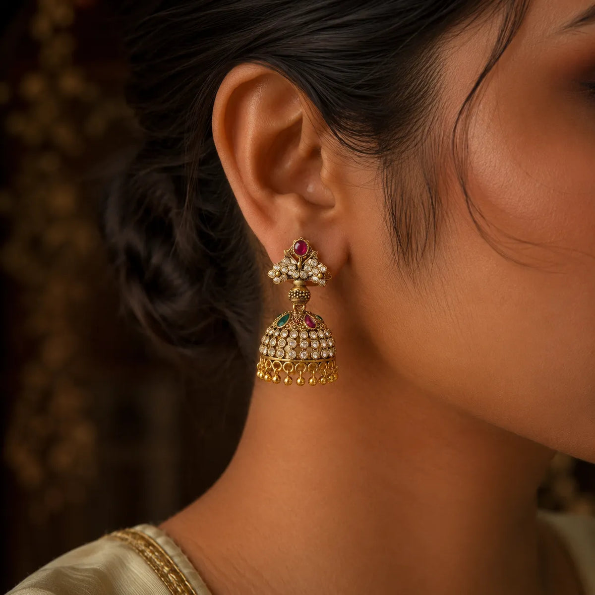 Kundan Dome Jhumka