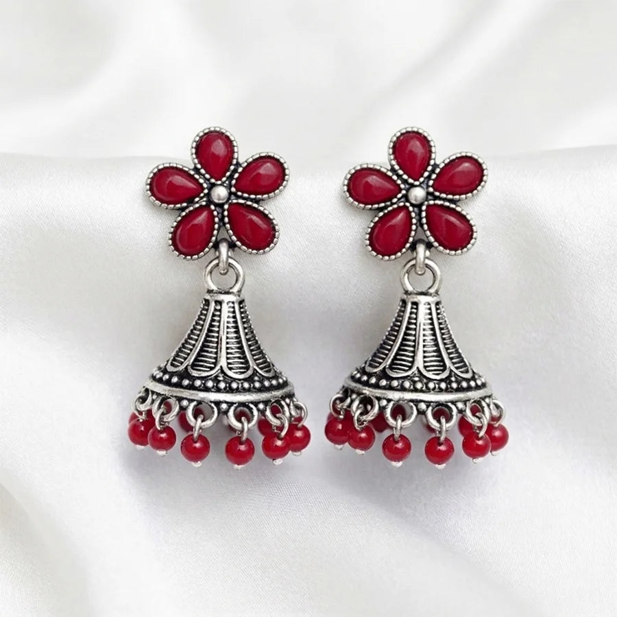 Floral Oxidized Jhumka