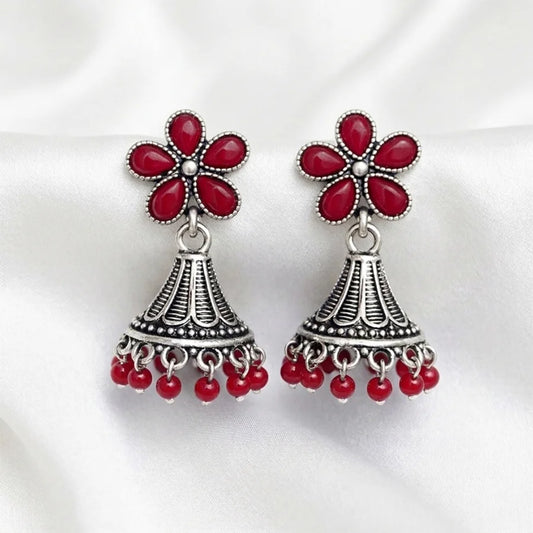 Floral Oxidized Jhumka