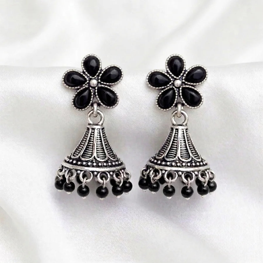 Floral Oxidized Jhumka