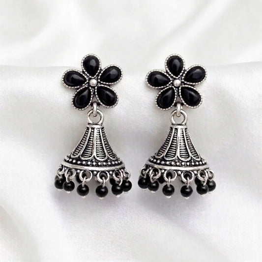 Floral Oxidized Jhumka