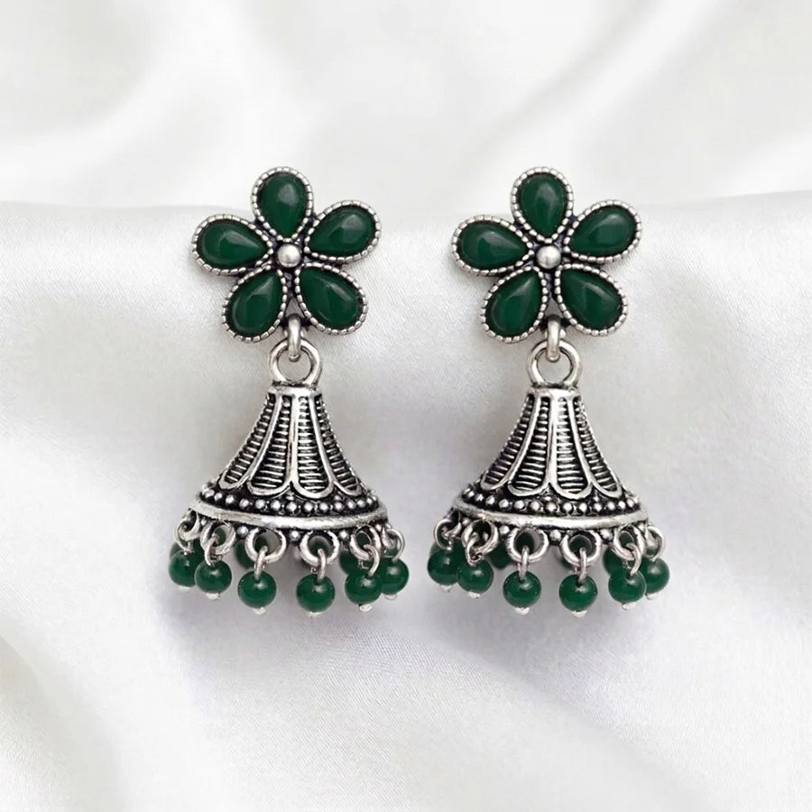 Floral Oxidized Jhumka