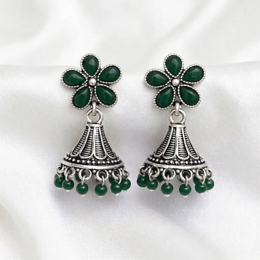 Floral Oxidized Jhumka