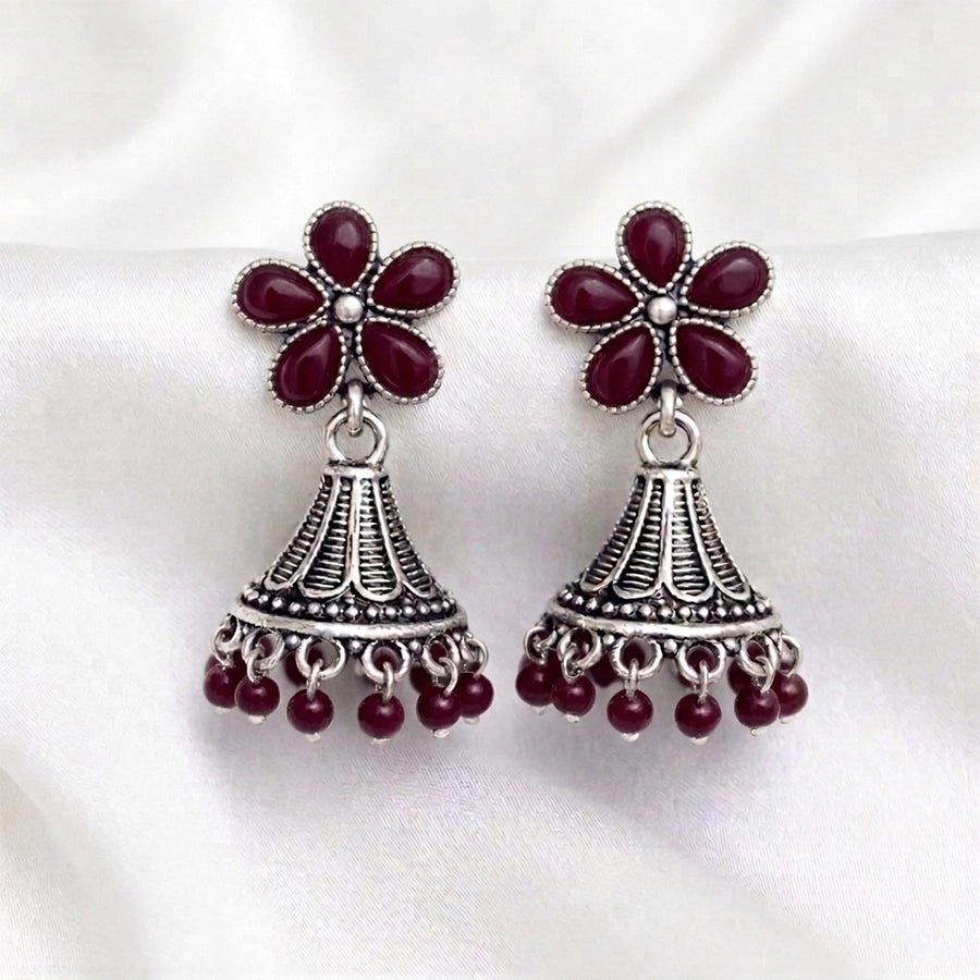 Floral Oxidized Jhumka