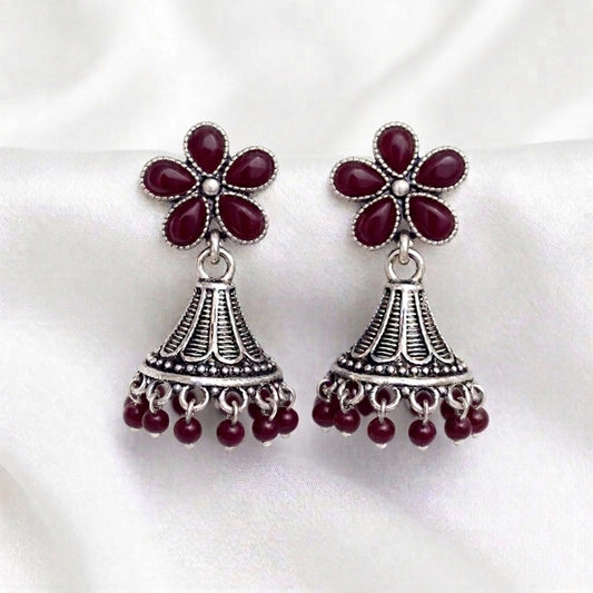 Floral Oxidized Jhumka