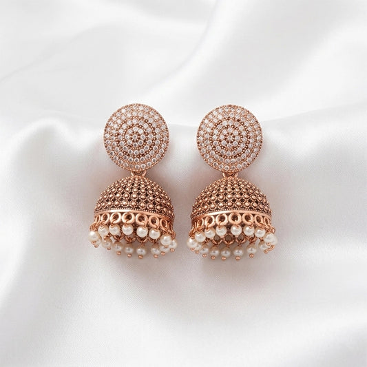 Rose Gold Pearl Drop Jhumka