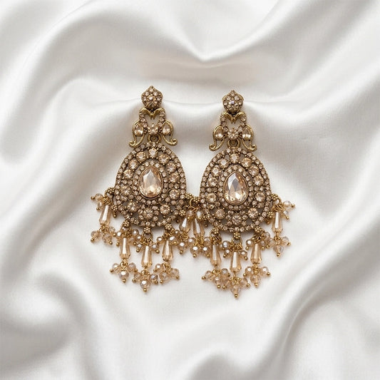Vintage Champagne Crystal Chandbali