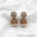 Antique Gold-Tone Floral Jhumka