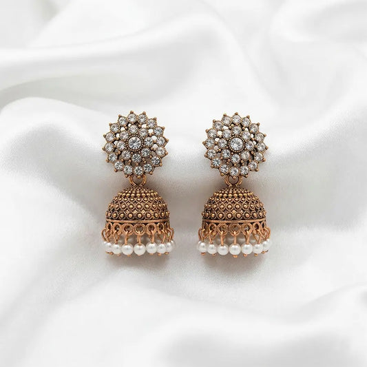 Antique Gold-Tone Floral Jhumka