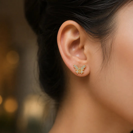 Crystal Pave Butterfly Stud