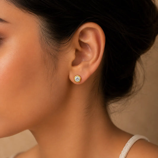 Bezel Round crystal stud