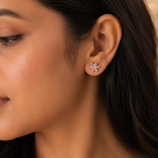 Pastel Crystal Floral stud
