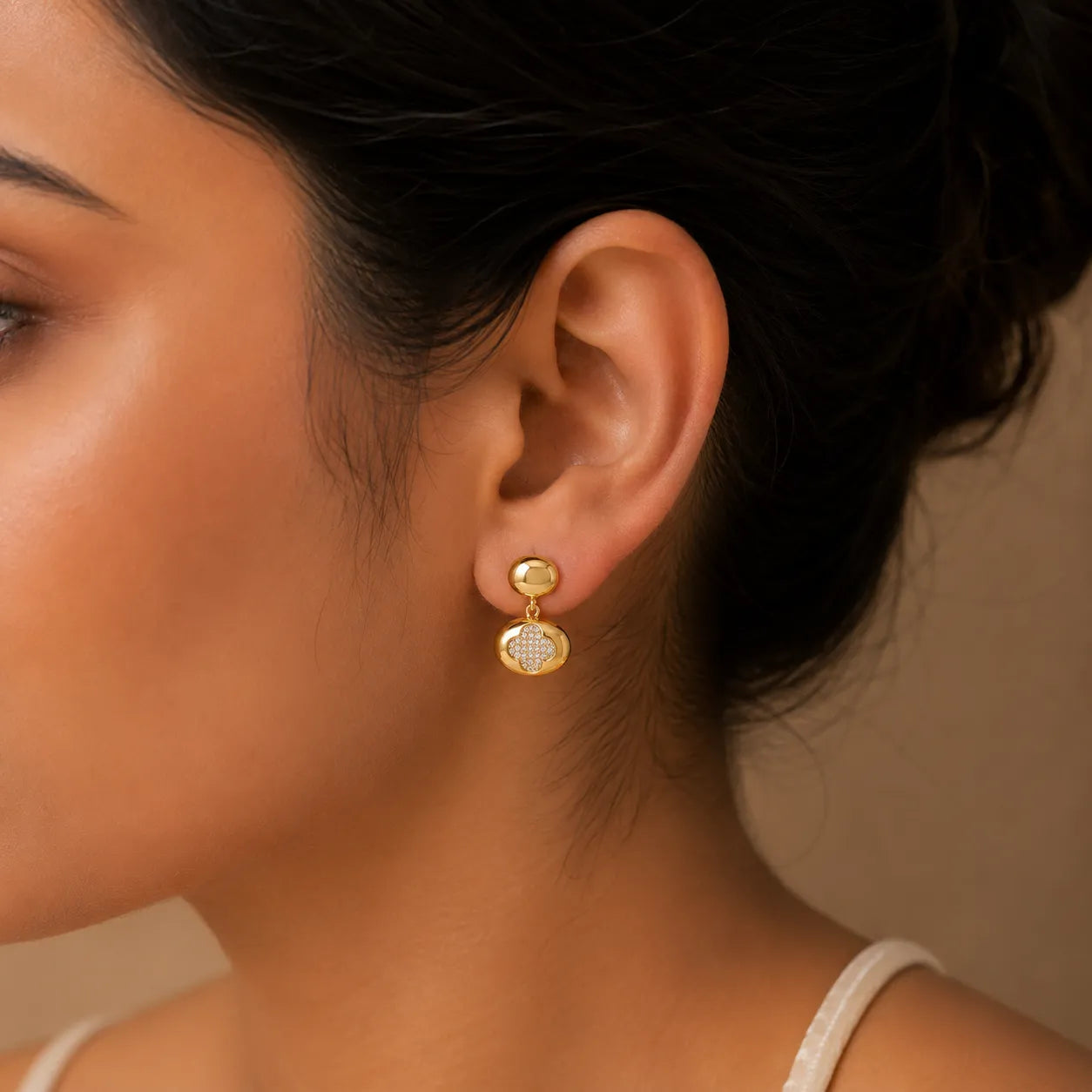 Luxury Pave Gold Drop Stud