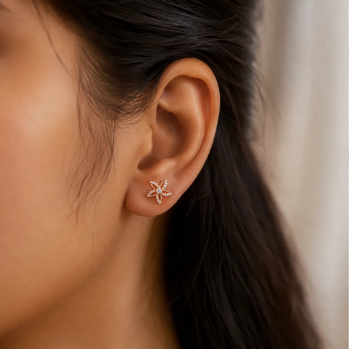 Floral Star Crystal Stud