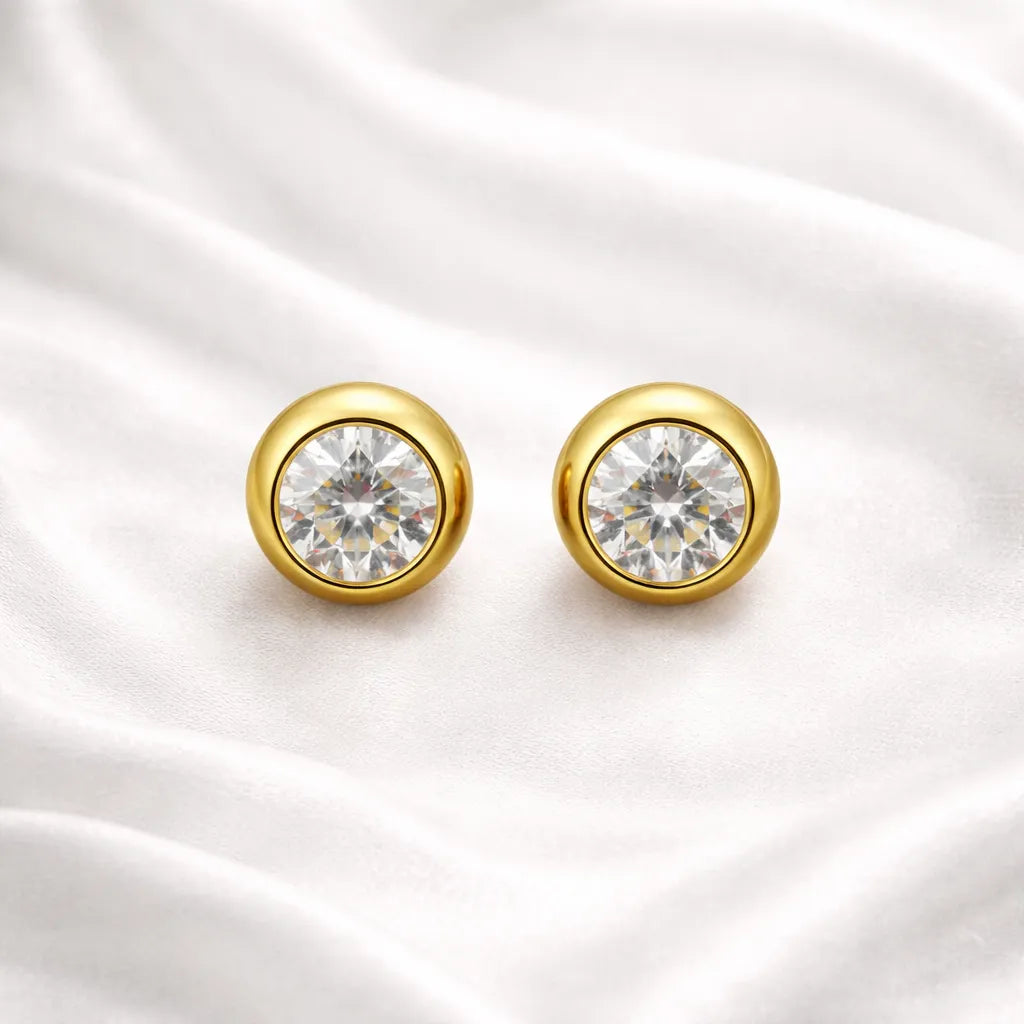 Bezel Round crystal stud
