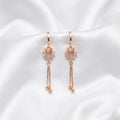 Rose Gold Floral Drop Tassel Earring
