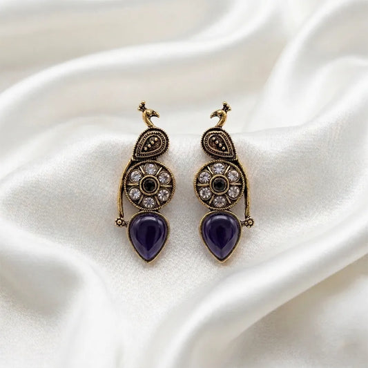 Vintage Peacock  Drop Statement Earring