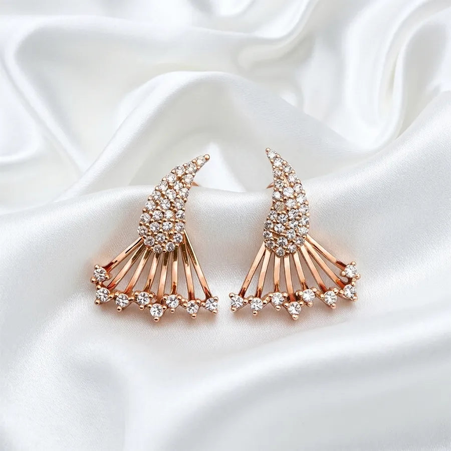 Rose Gold Crystal Fan Stud