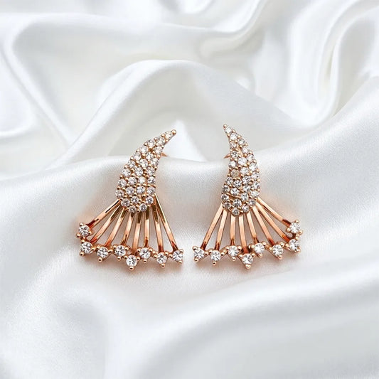 Rose Gold Crystal Fan Stud