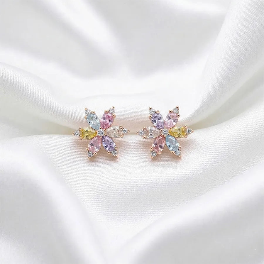 Pastel Crystal Floral stud
