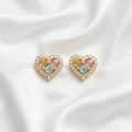 Pastel Crystal Heart Stud