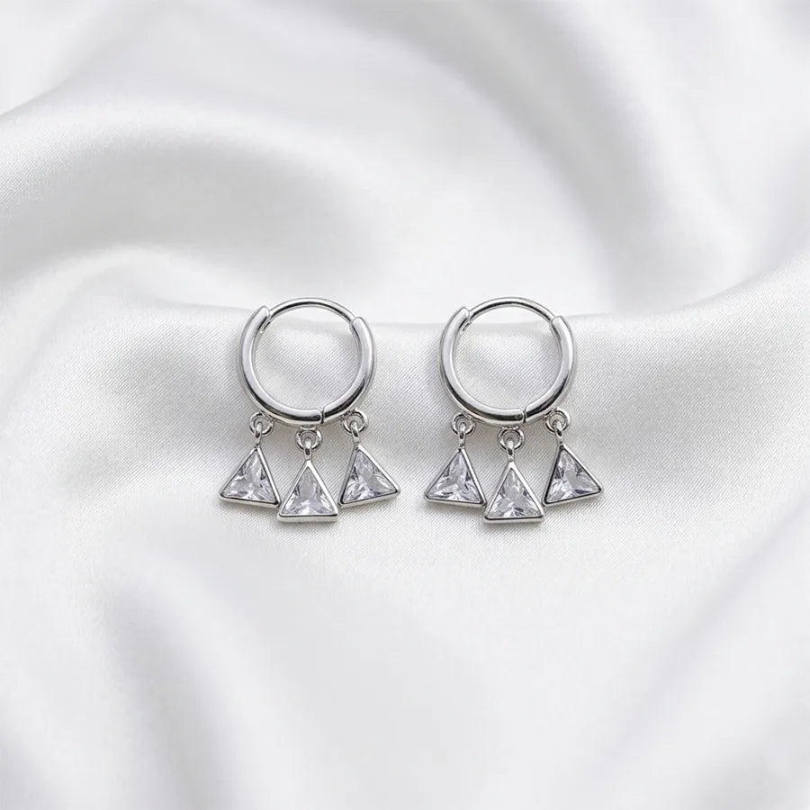 Crystal Triangle Dangle Hoop Stud