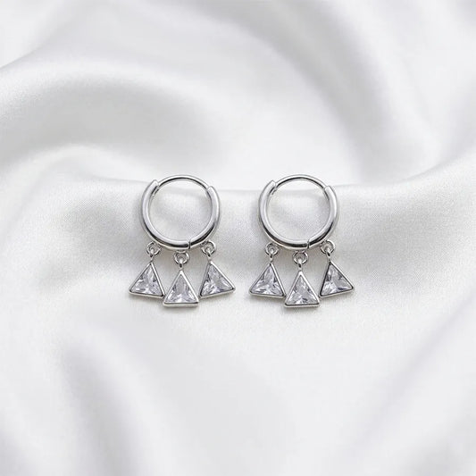 Crystal Triangle Dangle Hoop Stud