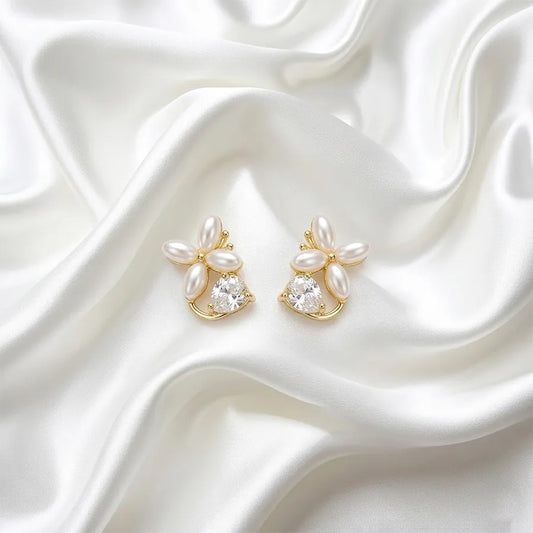 Pearl Petal Crystal Stud
