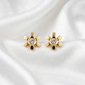 Gold Daisy Crystal Stud