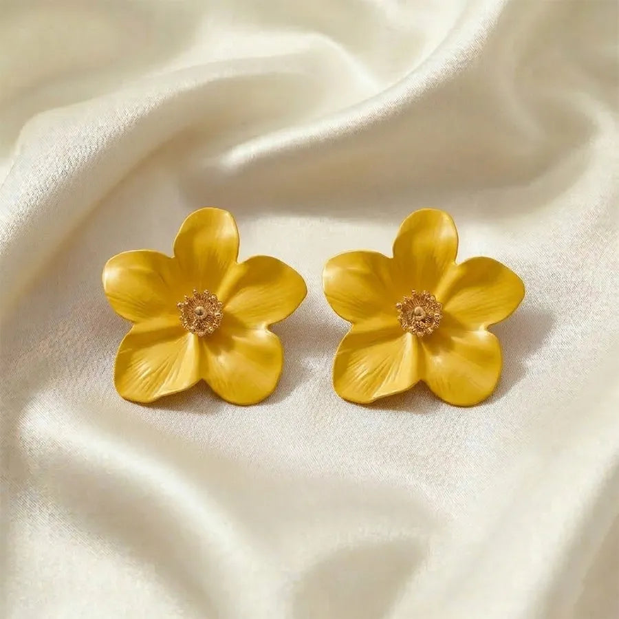 Matte Floral Statement Stud