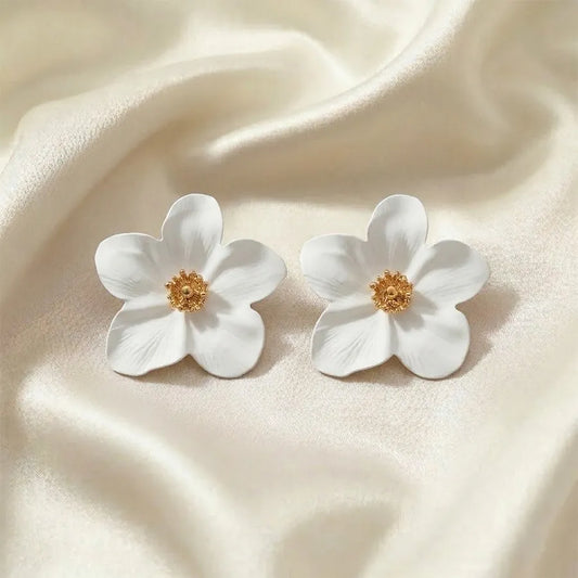 Matte Floral Statement Stud