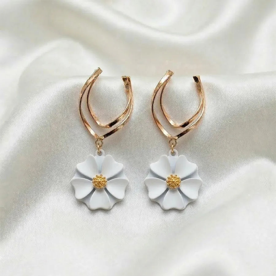 Dual-Arc Gold & Enamel Drop Statement Stud