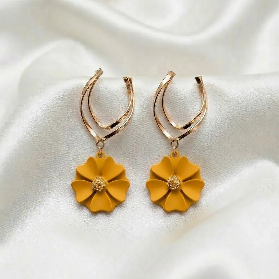 Dual-Arc Gold & Enamel Drop Statement Stud