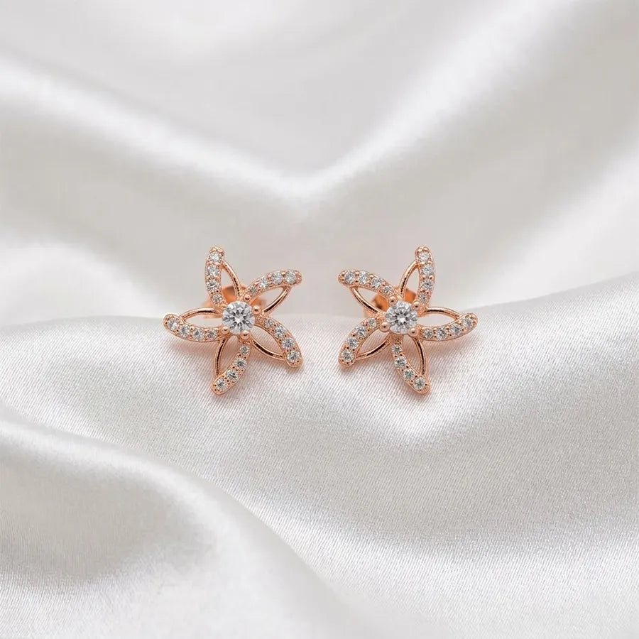 Floral Star Crystal Stud