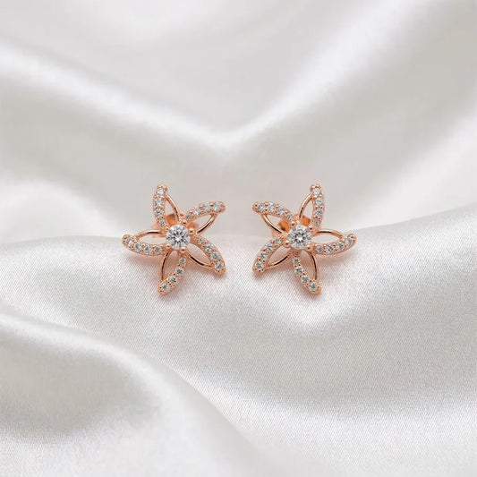 Floral Star Crystal Stud