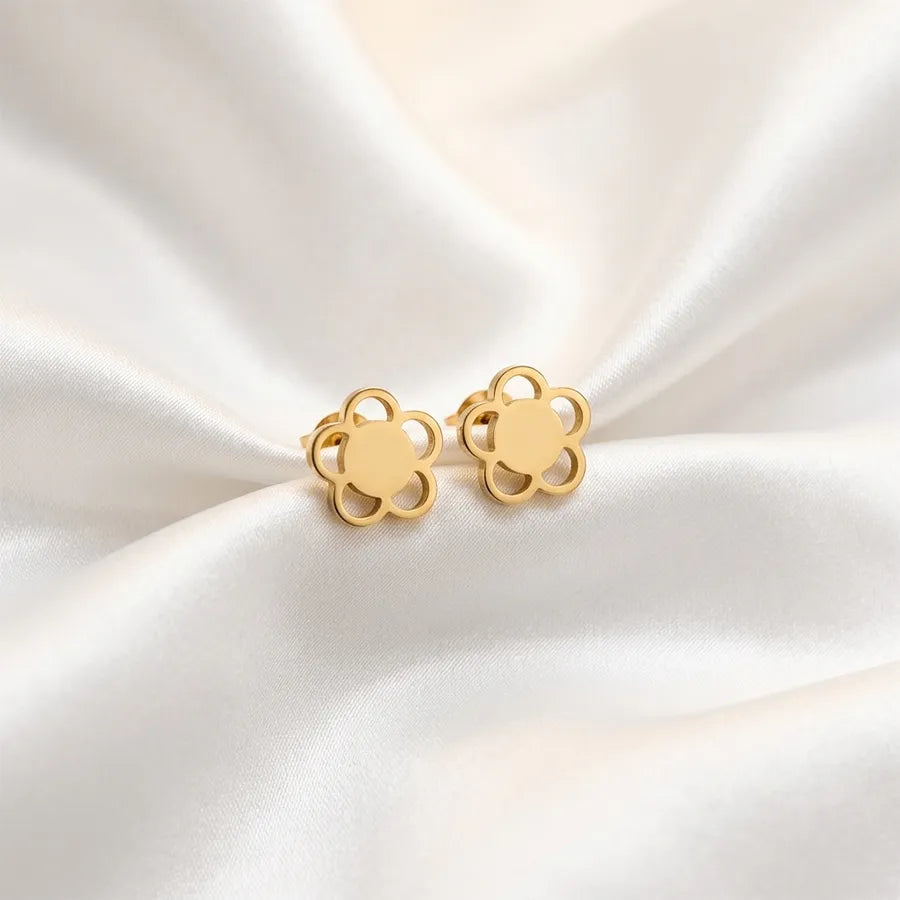 Minimalist Golden Flower Stud
