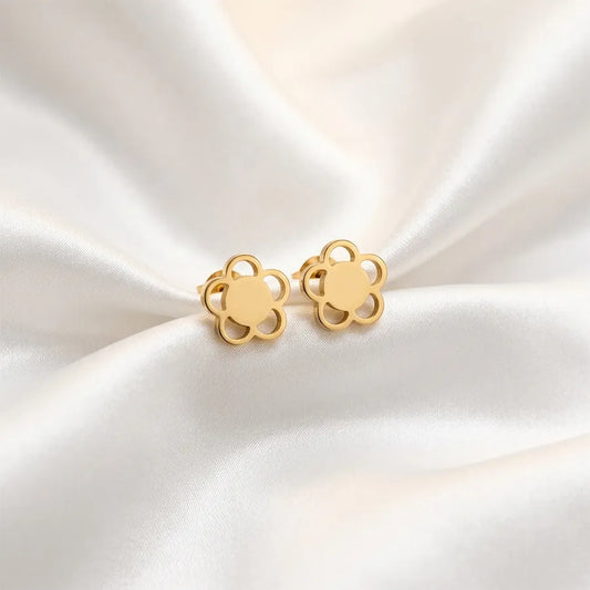 Minimalist Golden Flower Stud