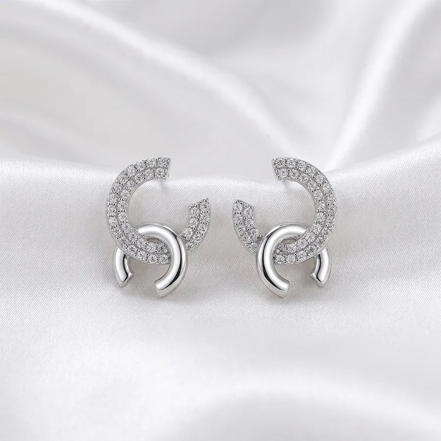 Interlocking Pave Hoop Stud