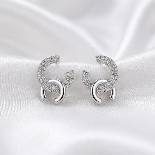 Interlocking Pave Hoop Stud