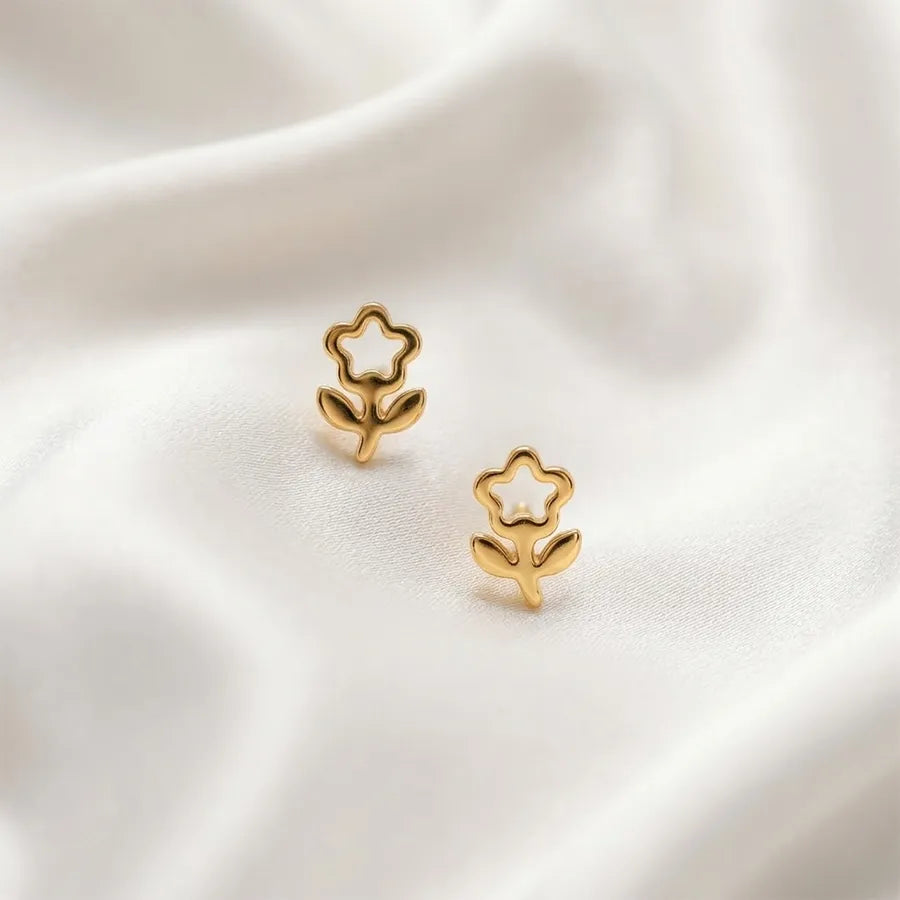 Minimalist Flower Outline Stud