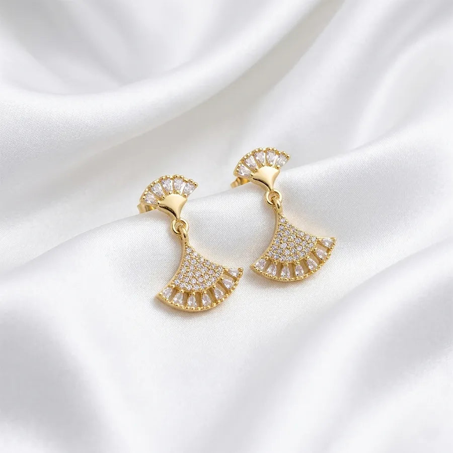 Fan-Shaped Pave Statement Drop Earring